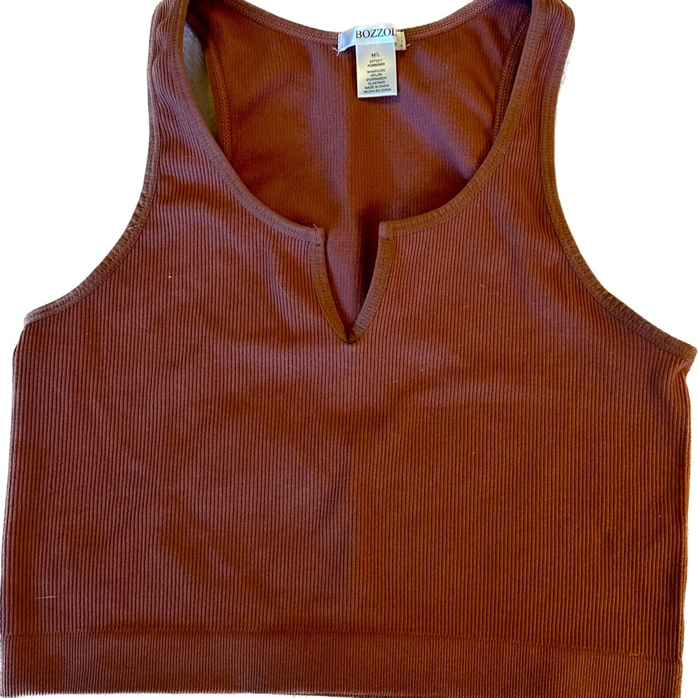 Fitted, stretch, ribbed crop tank top